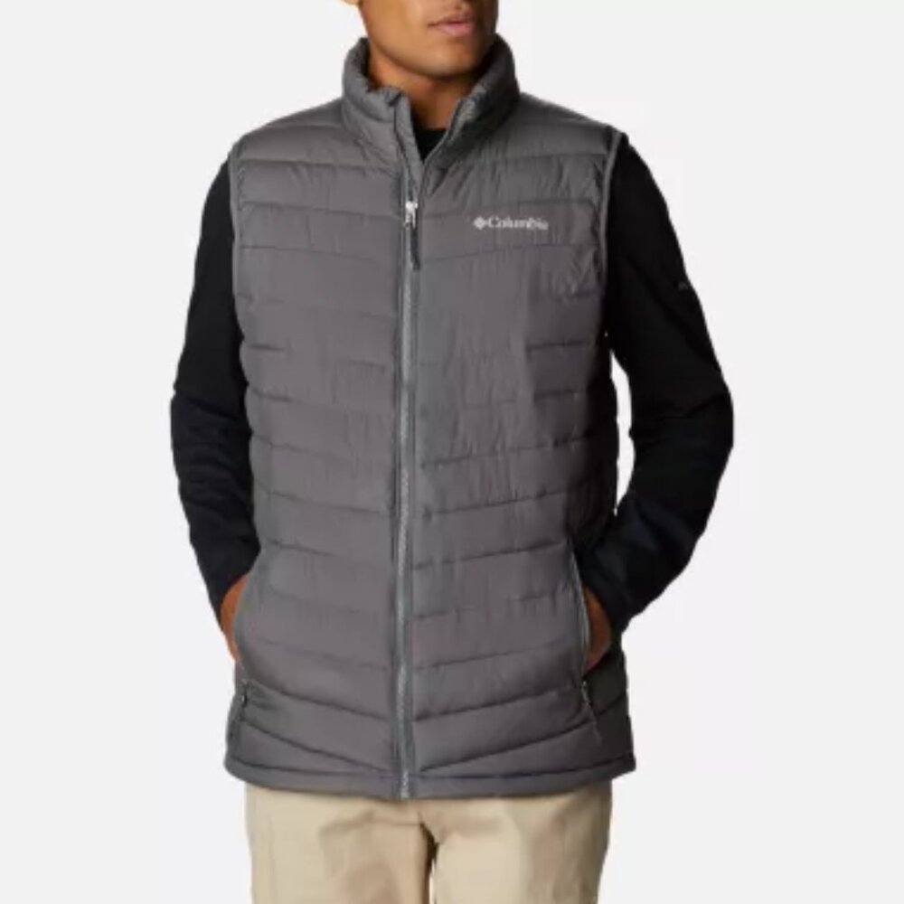 Columbia Men's Gray Powder Lite Sleeveless Thermal Padded Puffer Vest Size M